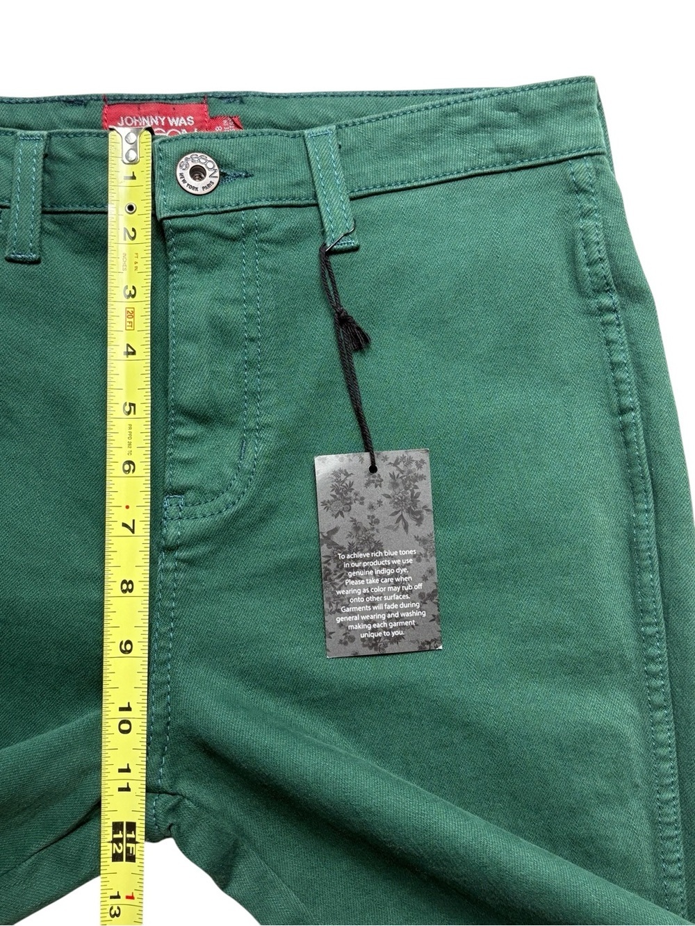 NWT Johnny Was x Sasson Sancere Straight Leg Jean Dark Sea Green Size 28 - Picture 9 of 16
